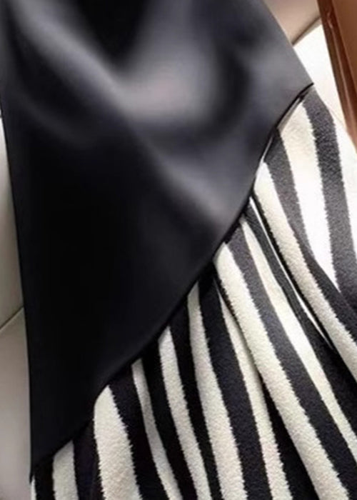 Jupe patchwork taille haute à motif zèbre noir élégant, printemps YJ010