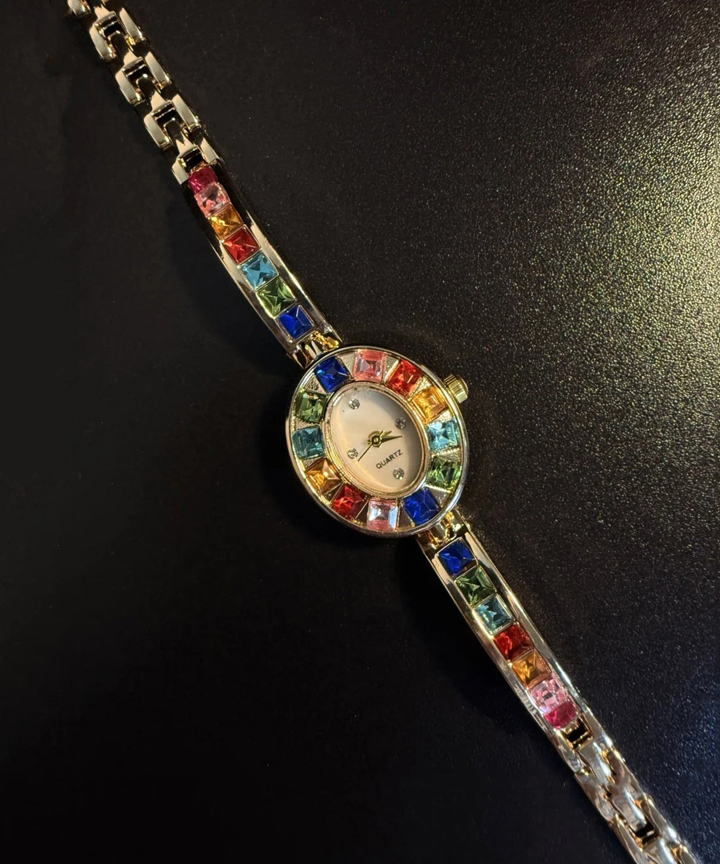 Alloy Rainbow Gem Zircon Watches Stone Stylish