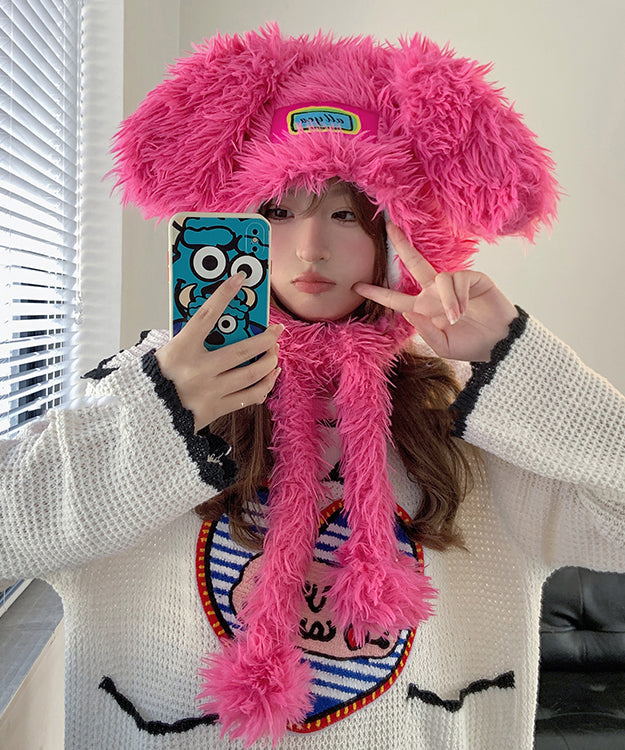 Stilvolle Rose Warm Flauschige Bonnie Mütze mit Wollfutter RS002