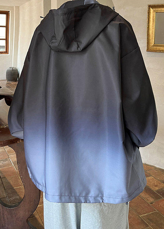 Manteau noir à poches dégradées pour homme, couleur coton unique, printemps, capuche