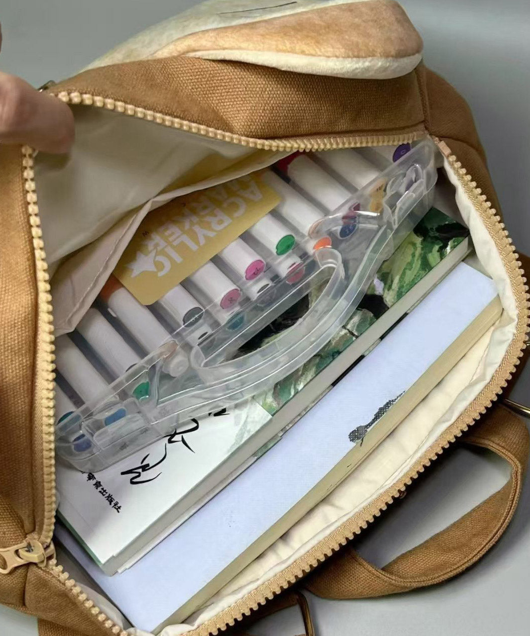 Einzigartige süße Khaki Cartoon Kunstleder Rucksack Tasche QF011