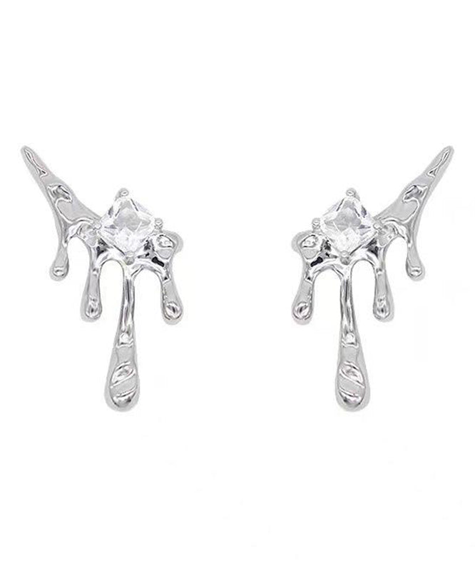 Stud Tassel Earrings Silk Copper Unique Zircon