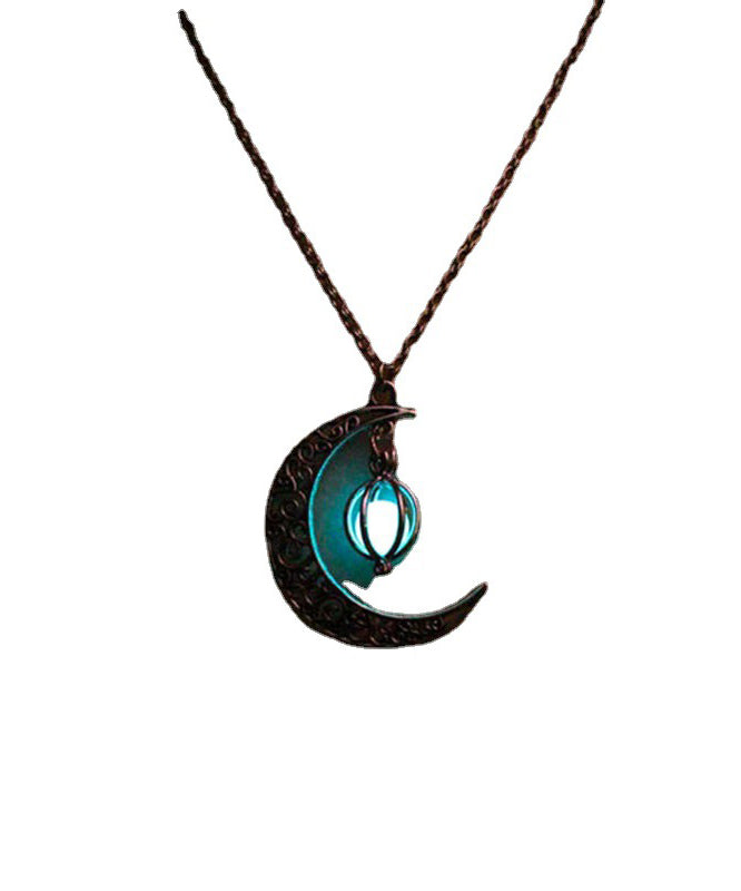 Collier Lariat en acier inoxydable unique avec chaîne lumineuse en forme de lune