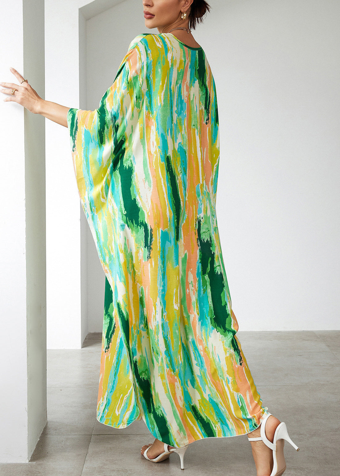 Strandkleid aus bedruckter Baumwolle im Urlaubsstil, blau, Sommer VC071