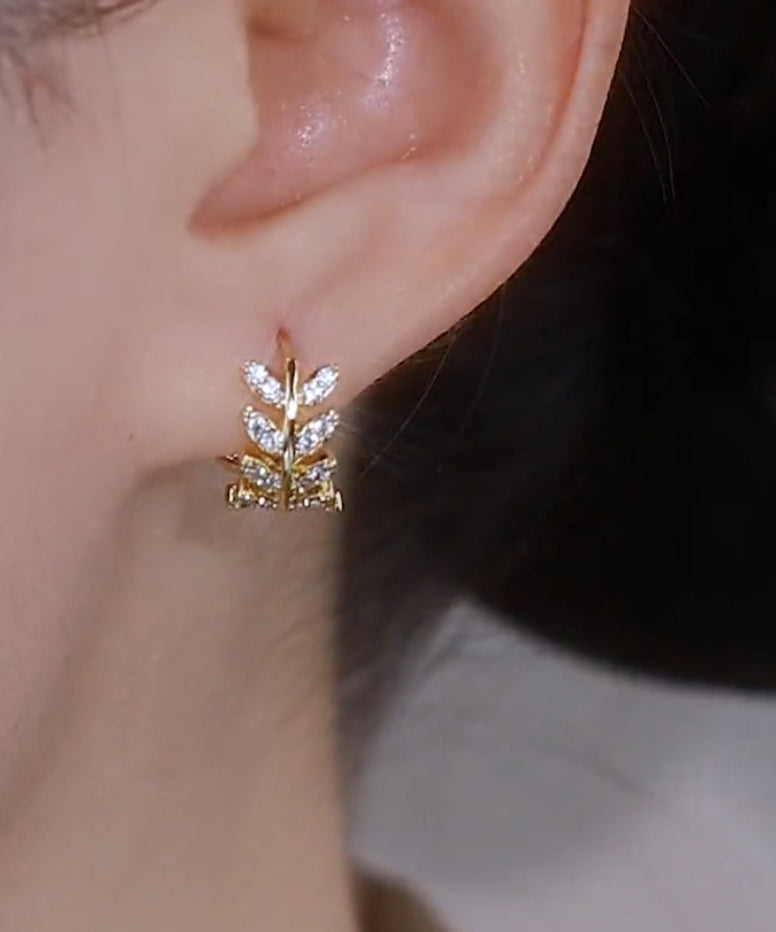 Silver of Hoop Zircon Vintage Ear Overgild Wheat Sterling Gold