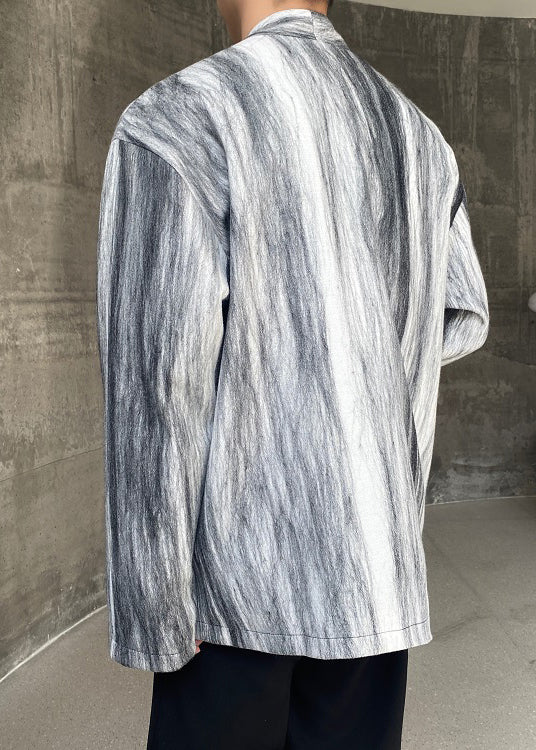 Vintage Grau Tie Dye Schnürung Herren Mäntel Herbst RO025