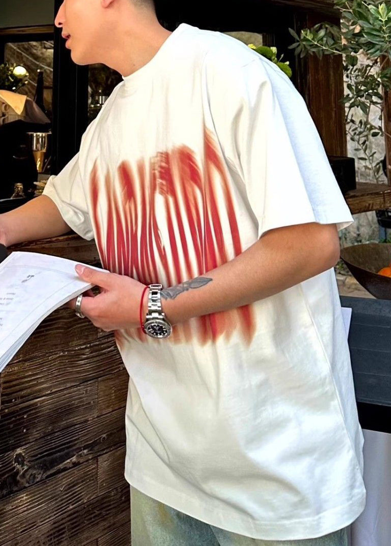 Buchstabe O Baumwolle Männer Sommer Weiß Neck Shirts T