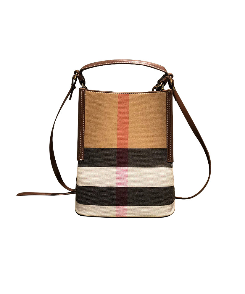 Damen Braun Plaid Vielseitige Kunstleder Messenger Bag YR018