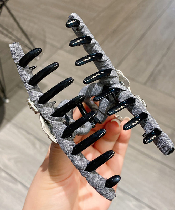 Frauen Grau Tuch Bogen Kaninchen Hai Klemme Haarnadel WF016
