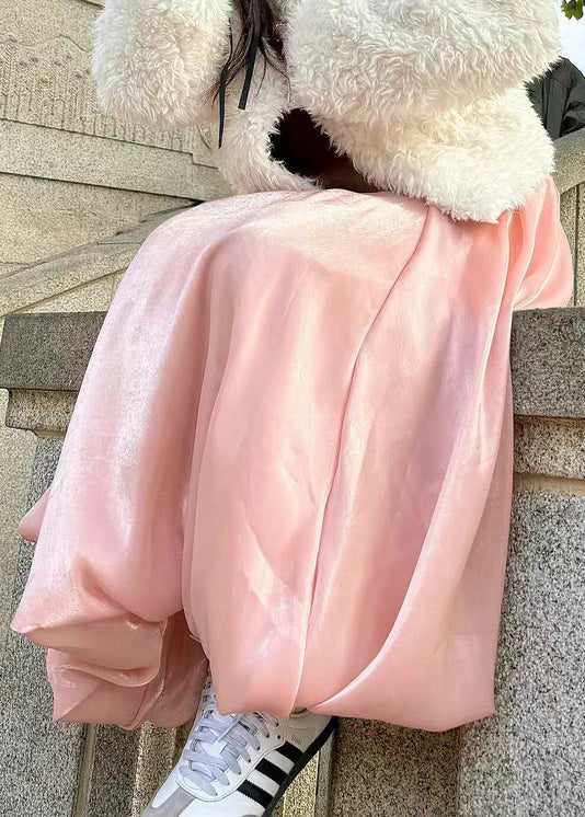 Jupes roses taille haute pour femmes, couleur unie, été