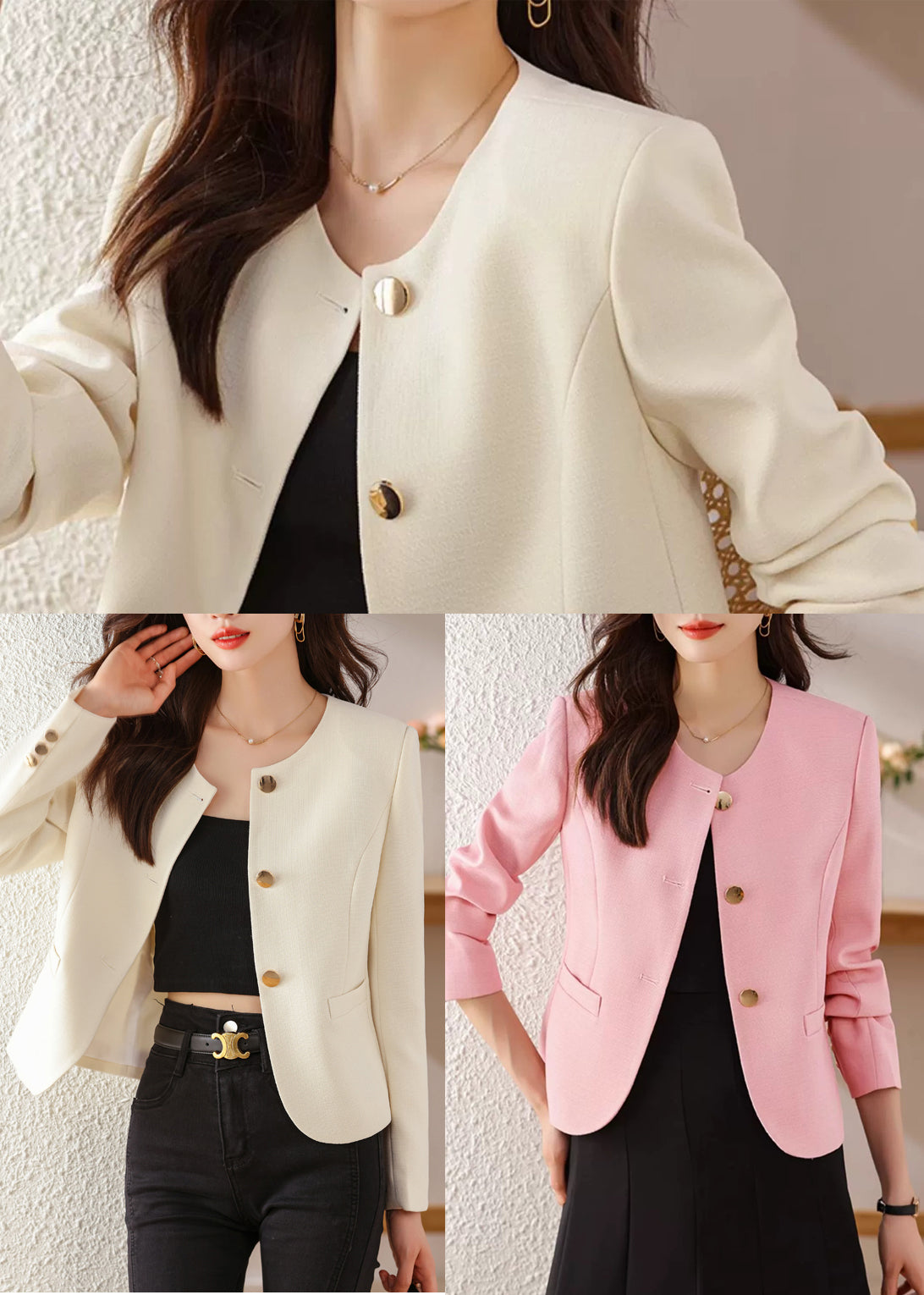 Women White O-Neck Cotton Jackets Spring YJ030