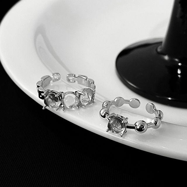 designs) Ring Open Set / Alloy (various Moonstone