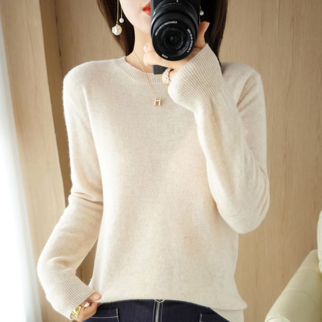 Crew Neck Plain Sweater