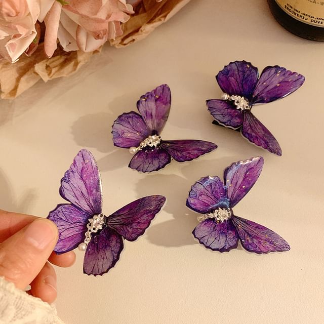 / Set Clip Rhinestone Hair Butterfly