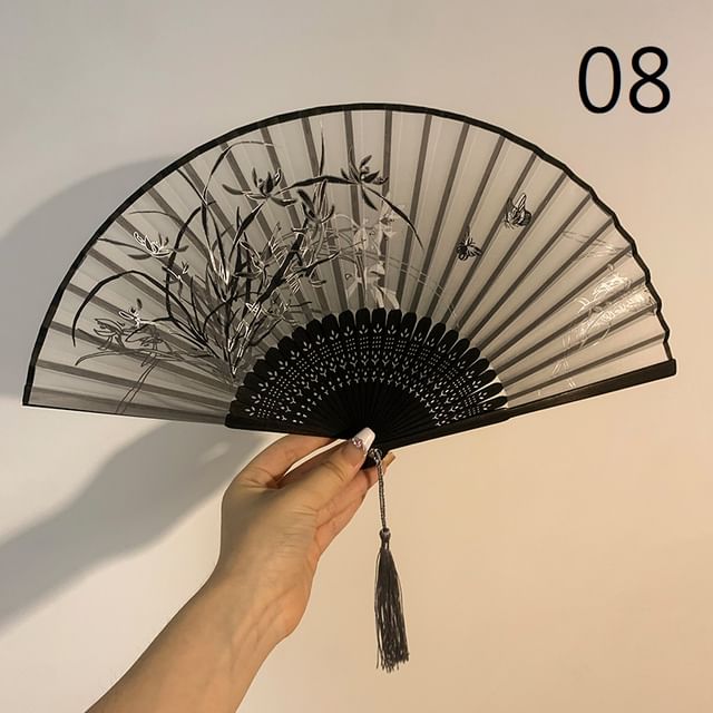 Hand Lace (Various / Set Floral Designs) Foldable Choker Fan