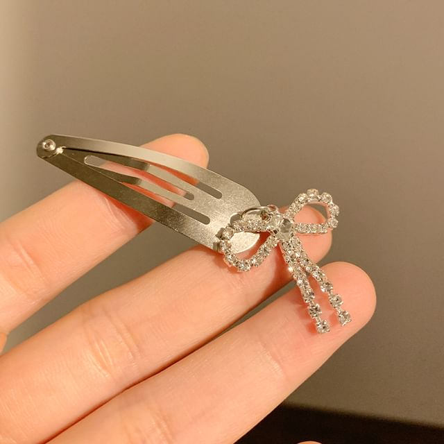 Clip Alloy Bow Set Hair Rhinestone /