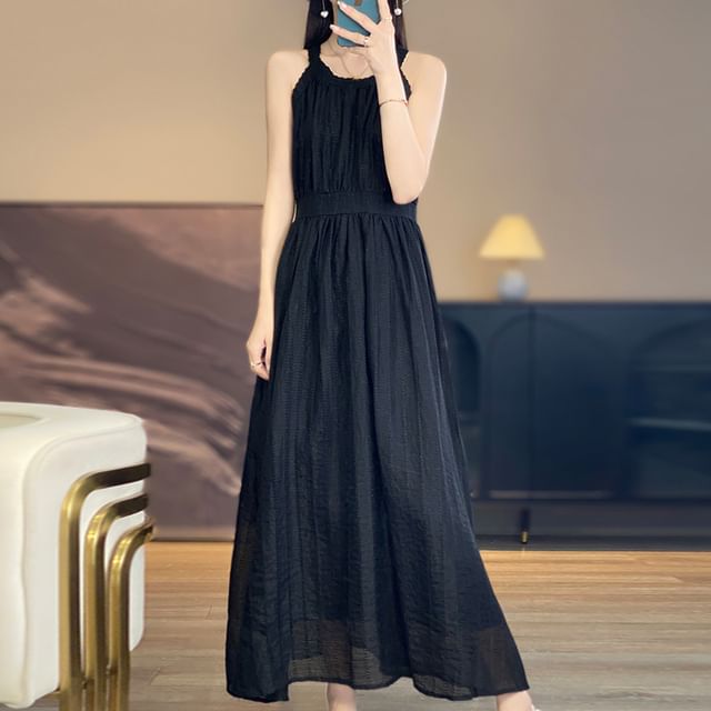 Sleeveless Plain Maxi A-Line Dress