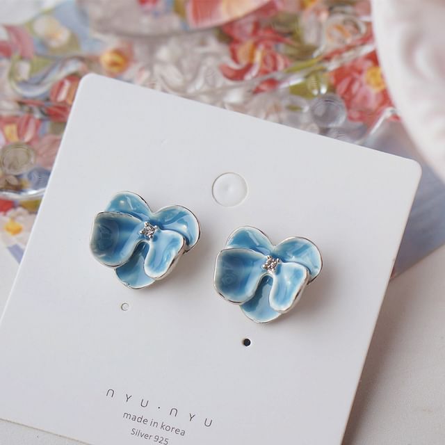 Clip Orchid / Stud Enamel On Earring