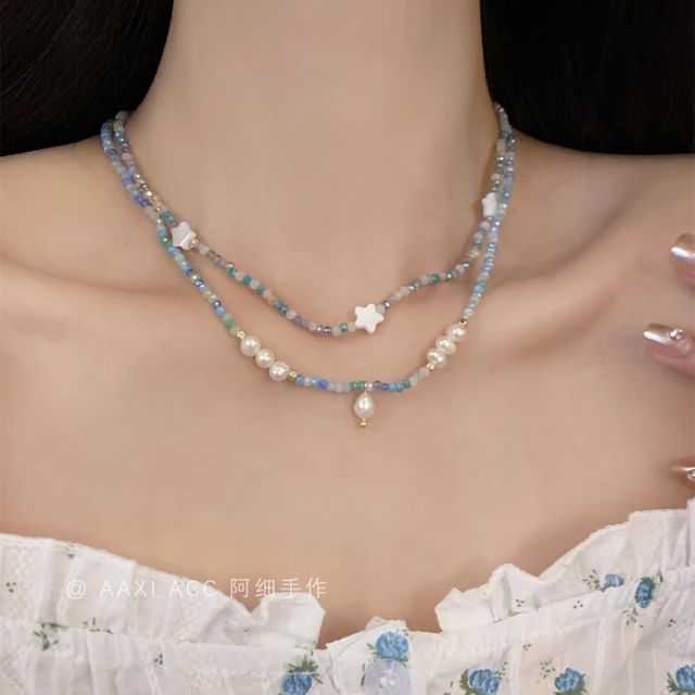Necklace Pearl Beaded / Faux Star