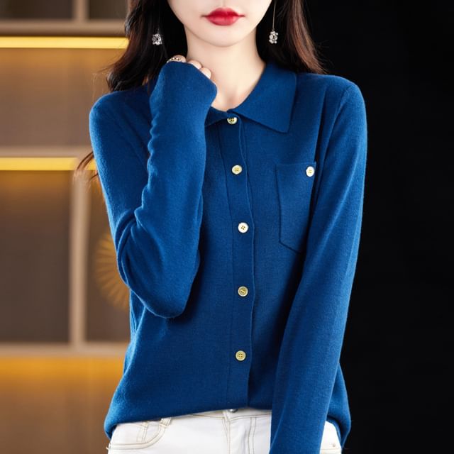 Long-Sleeve Plain Knit Shirt