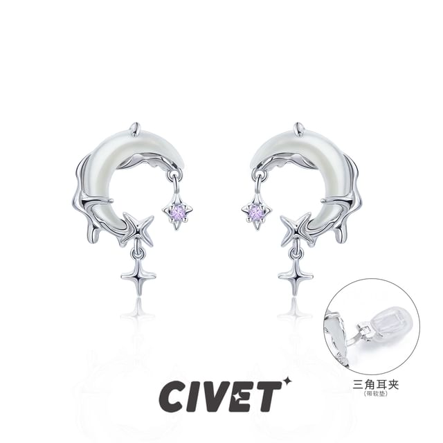 Earring Moon Rhinestone Alloy Cuff Drop Ear / Star