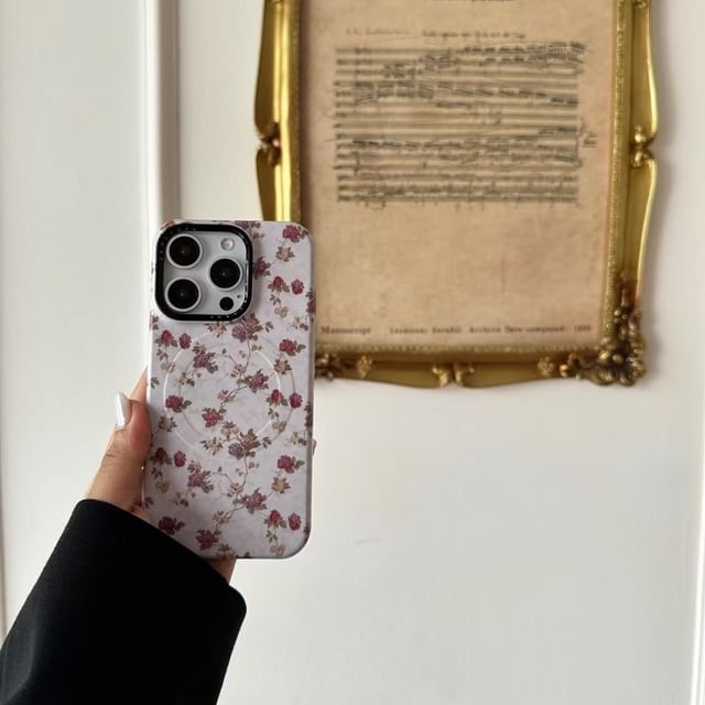 Floral MagSafe) Magnetic Phone (Compatible with Case