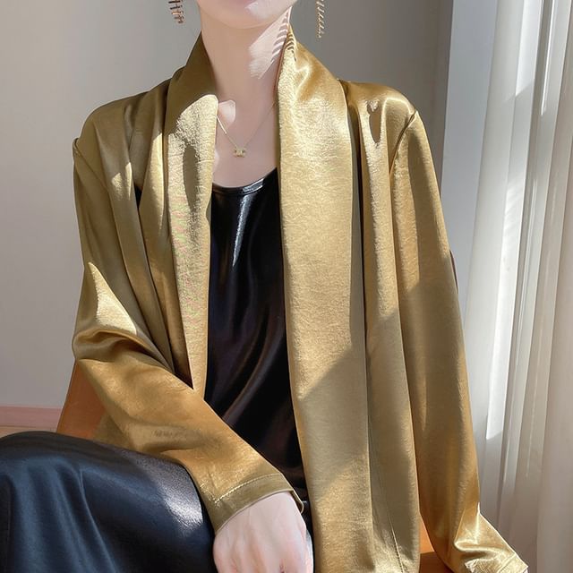 Sashed Open Front Plain Jacket