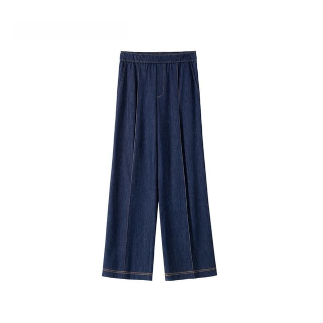 Long-Sleeve Denim Shirt / High Rise Wide Leg Jeans