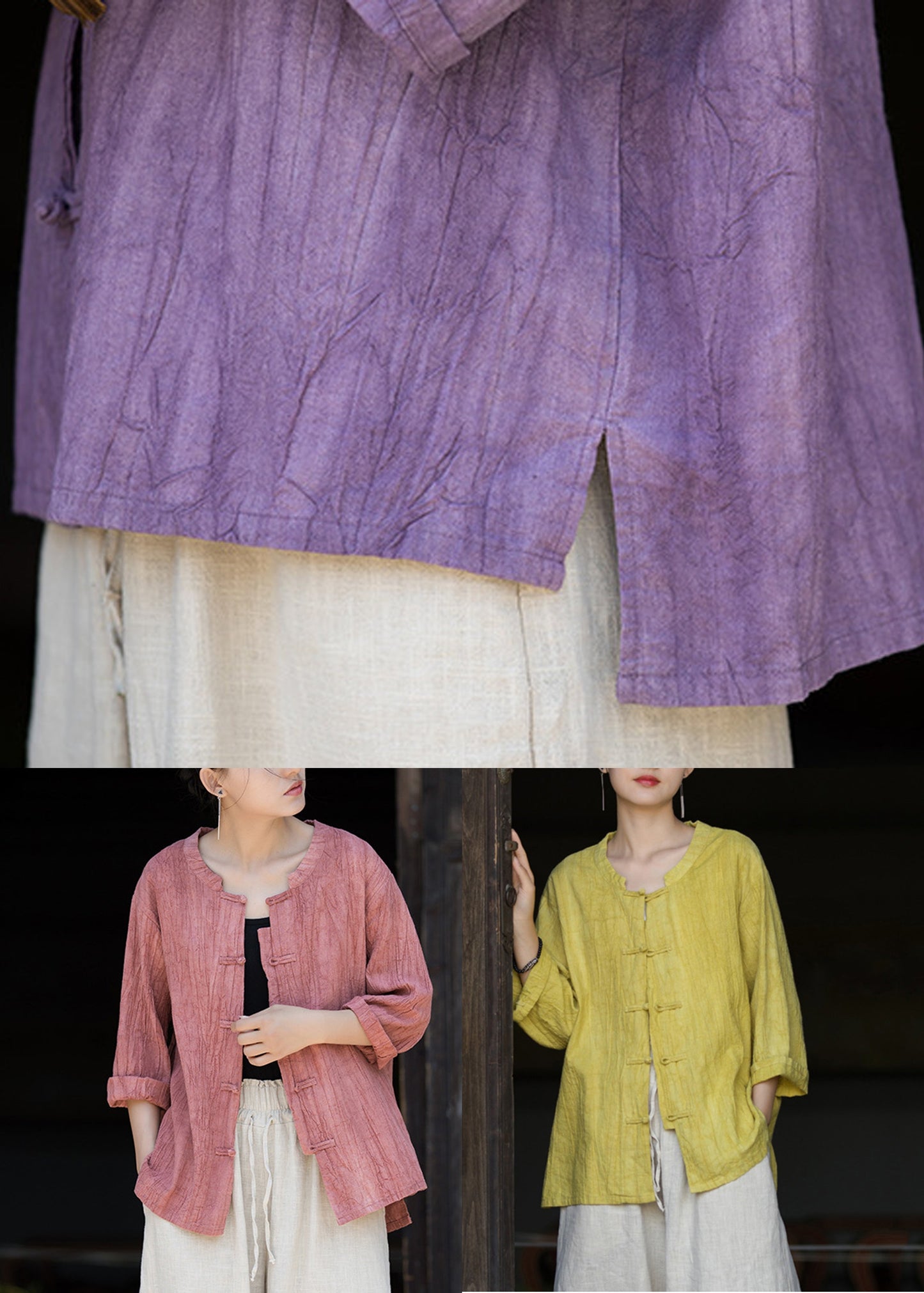 Gelbe Tie-Dye-Shirts mit niedrigem und hohem Design für den Herbst QB009