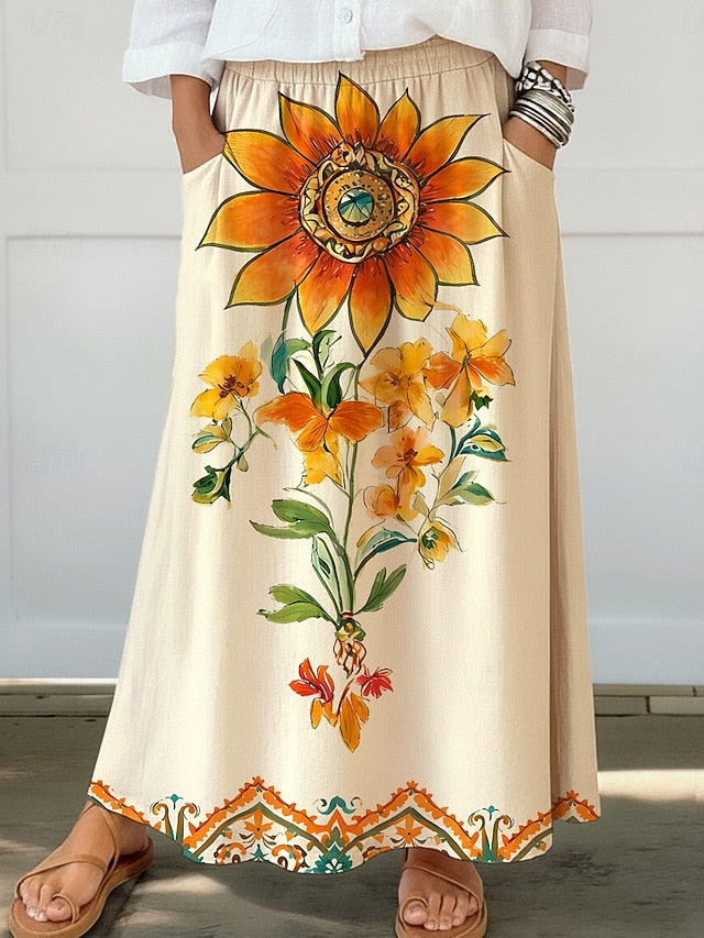 Women's Vacation Skirt Bohemia Vintage Fashion Casual Maxi