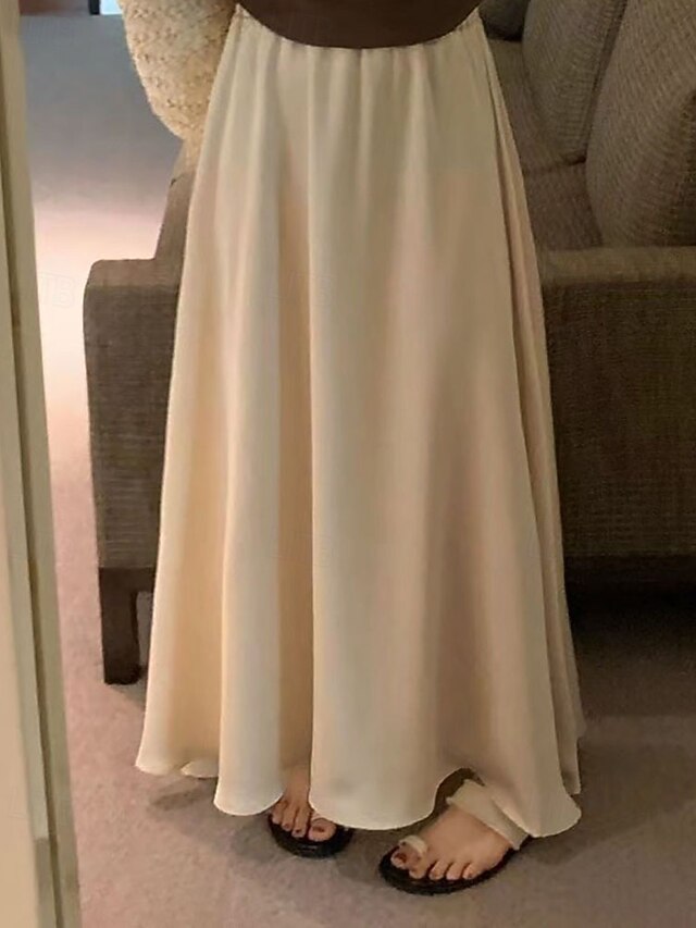 Women's Elegant Fashion Casual Maxi Mid Rise Skirts Plain