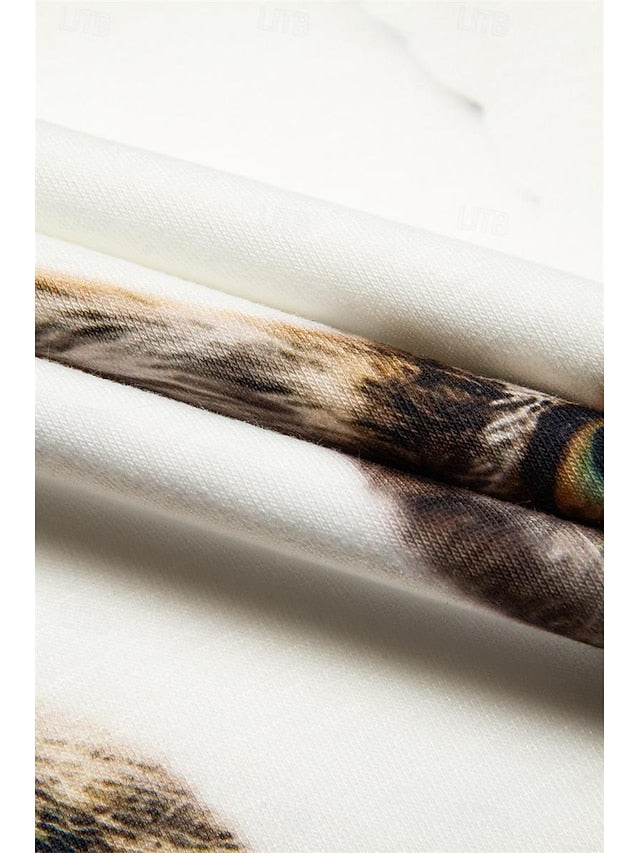 Women's T Shirt Basic Cat Print Short Sleeve Regular Tops