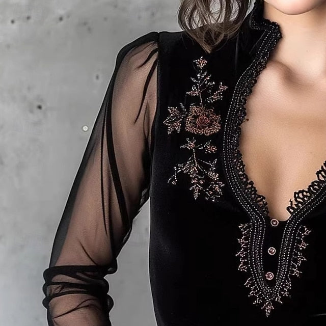 Women's Blouse Lace Tops Lace Plain Vintage Stylish Basic