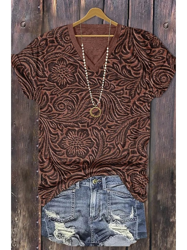 Women's T Shirt Print Ombre Graphic Abstract Vintage