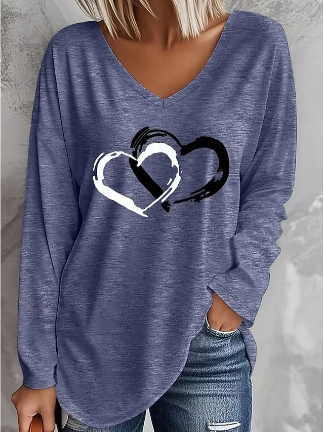 Valentine's Day Women's T Shirt Print Heart Graphic