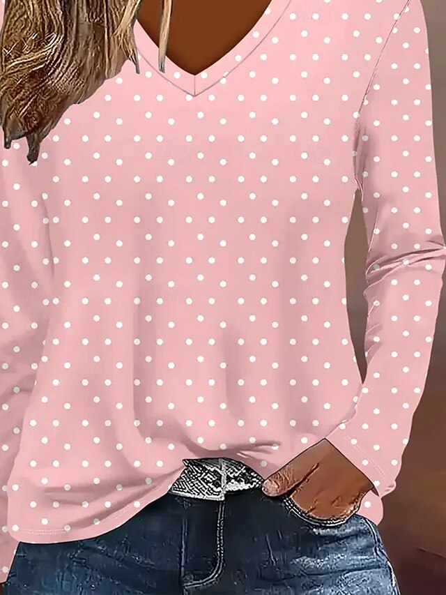 Women's T Shirt Print Graphic Geometric Polka Dot Vintage