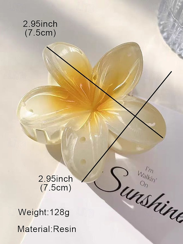 Resin Hawaiian Flower Clips Tropical Hair – 6PCS Plumeria