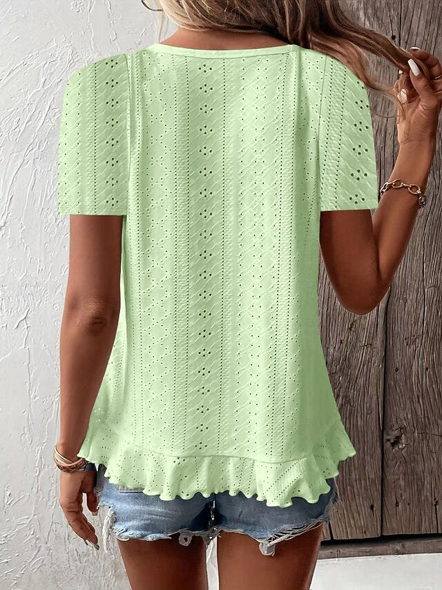Women's T Shirt Tee Top Embroidered Plain Fashion Stylish