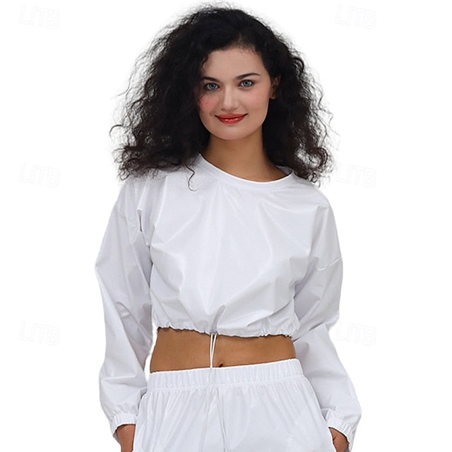 1980s Hip Hop Shiny Metallic Crop Top Sweatshirt Disco Fancy