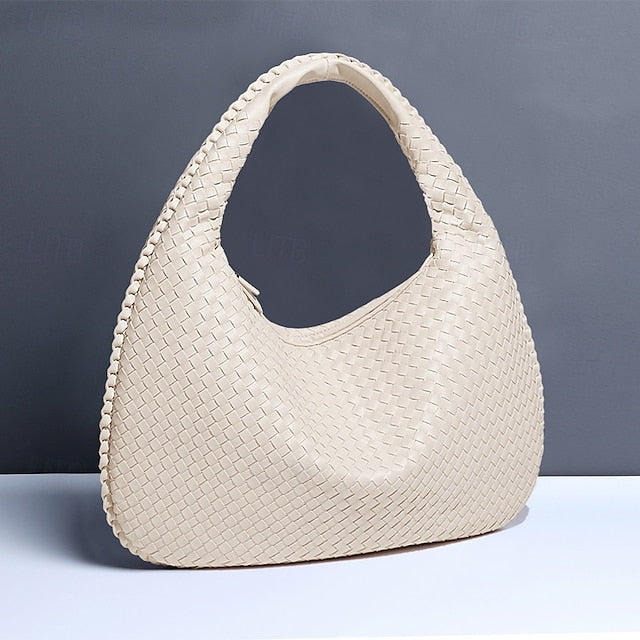 Woven Bag Faux – Burgundy Leather Hobo Women's Chic