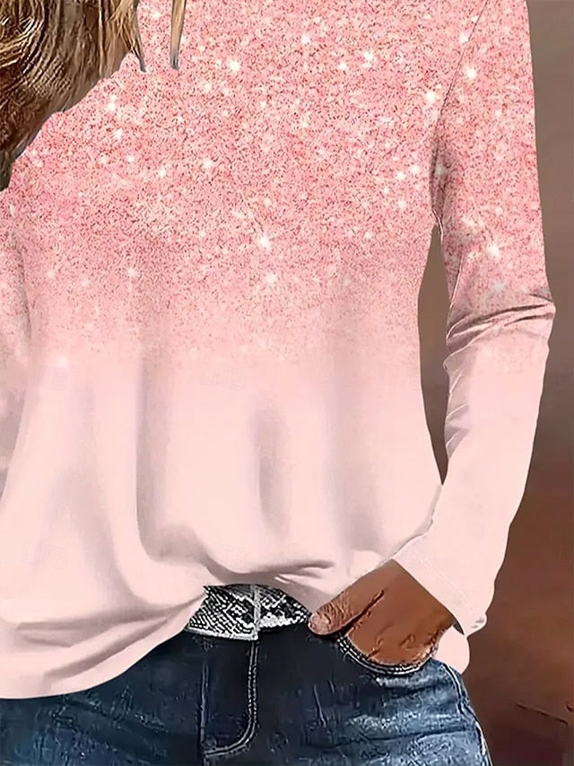 Women's T Shirt Print Ombre Floral Graphic Vintage Stylish