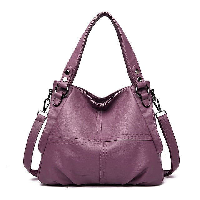 Sac bandoulière en similicuir bordeaux pour femme, grand format