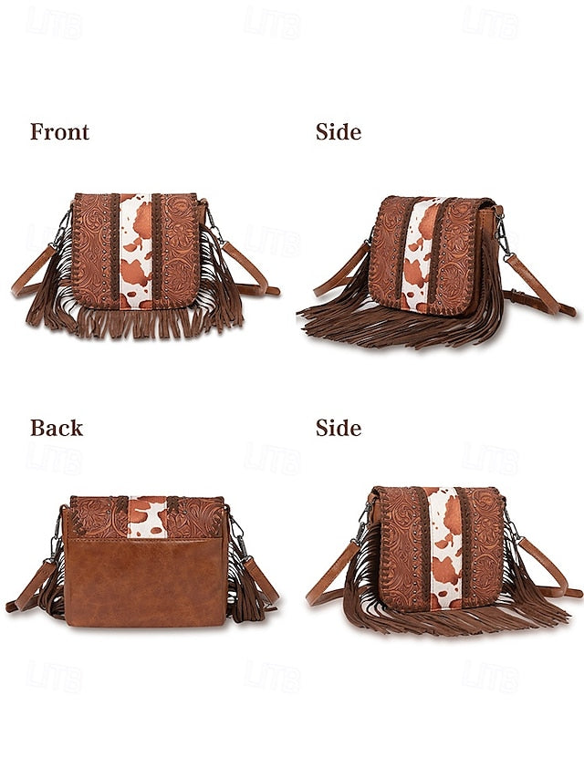 Kunstleder Damen Schultertasche mit mehreren Taschen - Umhängetasche
