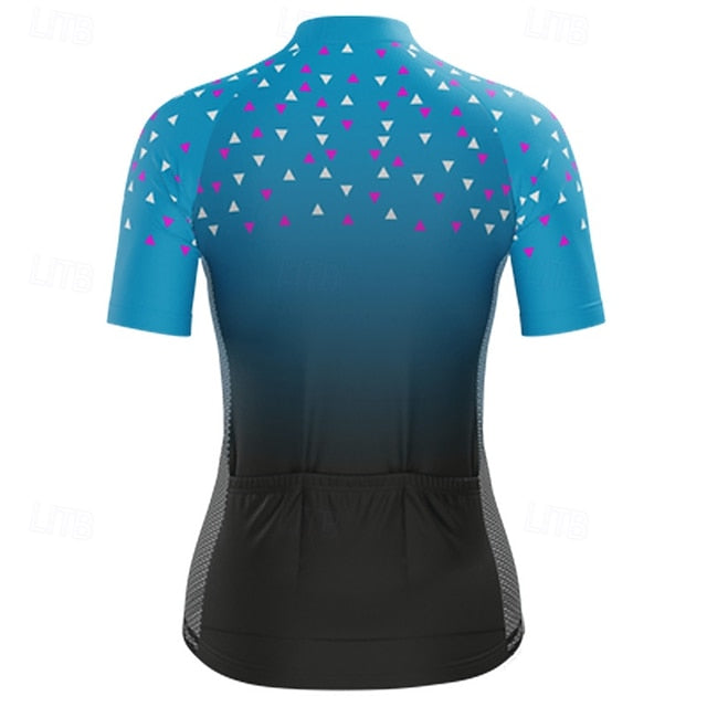 Women's Cycling Jersey Gradient Geometic Short Sleeve Bike