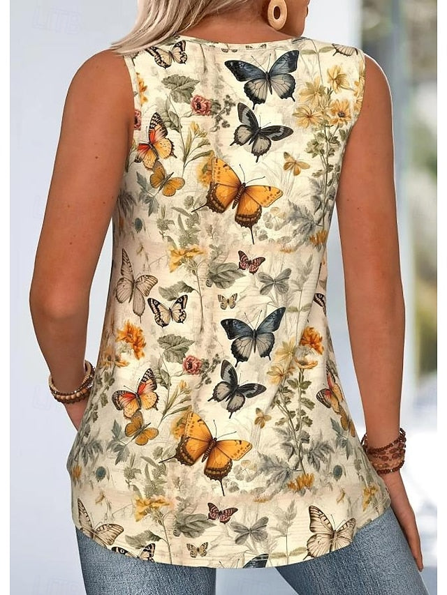 Women's Camisole Tank Top Floral Graphic Butterfly Daily