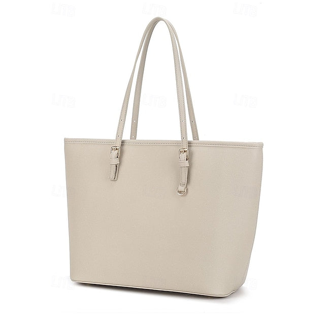 - Sac fourre-tout en similicuir marron pour femme, grand format classique