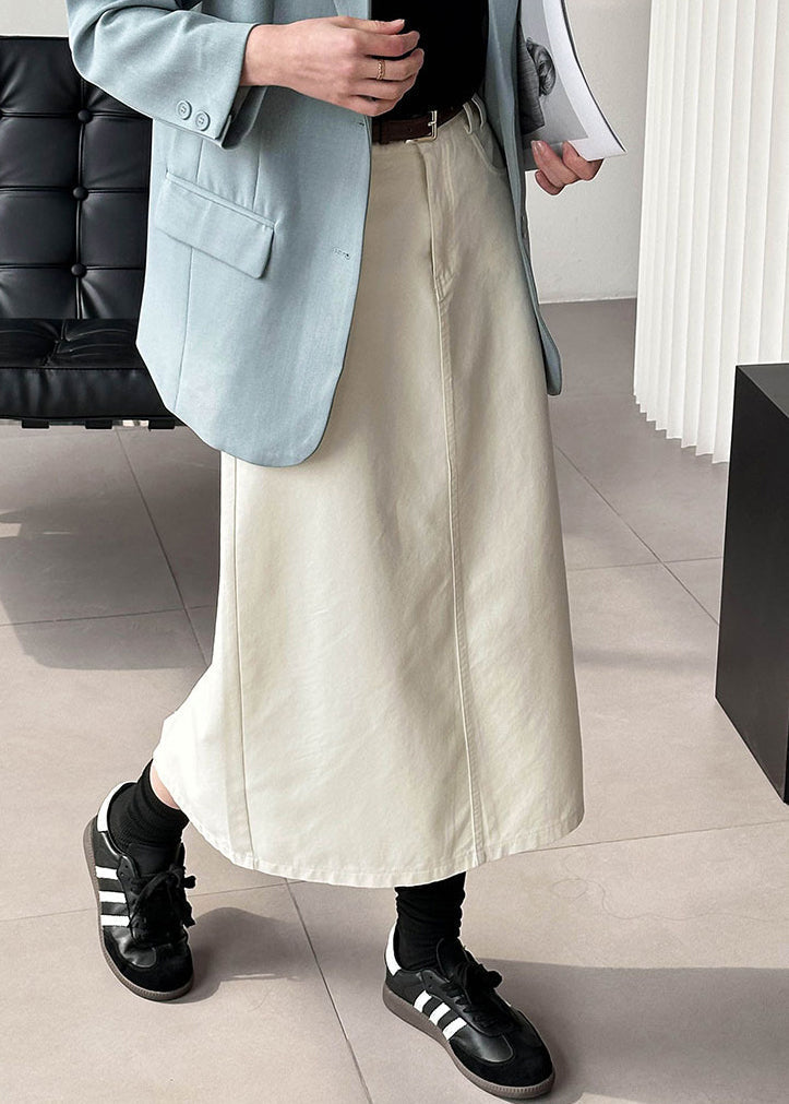 Nouvelle jupe taille haute en coton à poches blanches Automne AF1080