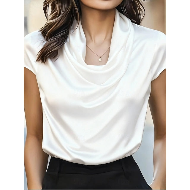 Women's Blouse Ruched Solid Color Elegant Stylish Casual