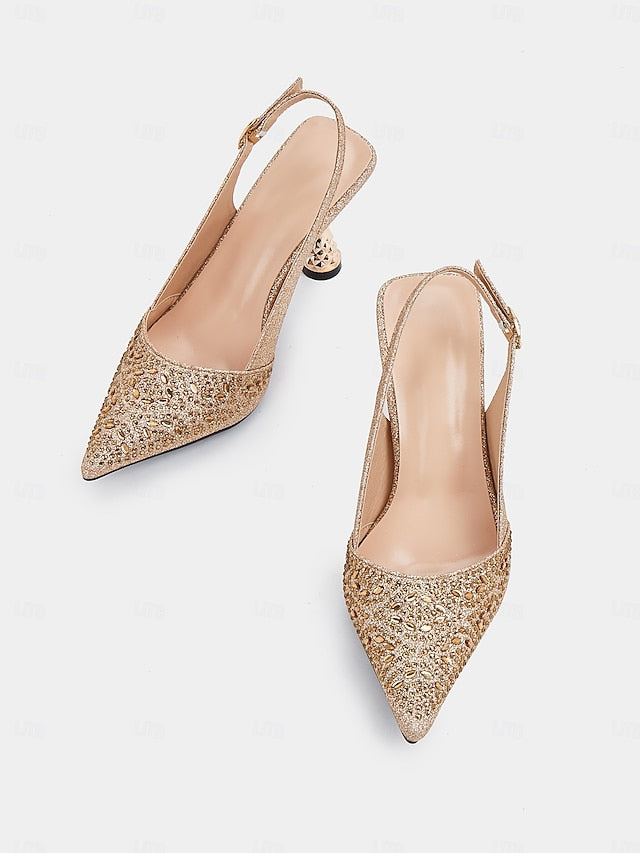 Sparkling Pointed Toe Pumps Women's – Slingback Glitter