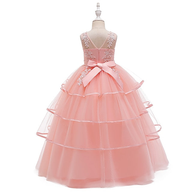 Sleeveless Party Dress Color Girls' Kids Solid